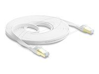 Delock - Patch kabel - RJ-45 (M) do RJ-45 (M) - 5 m - U/FTP - CAT 8.1 - plochý, rychlost prenosu dat až 40 Gbps, lisovaný, provedení bez hrbolku - bílá