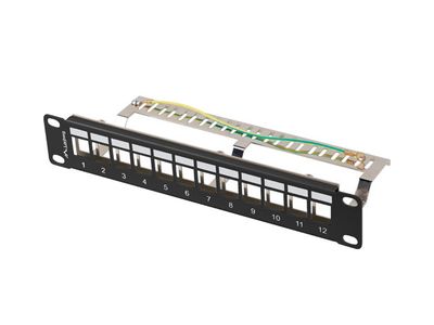 Lanberg patch panel 12 portů 1U 19" ftp pro moduly keystone černý V2