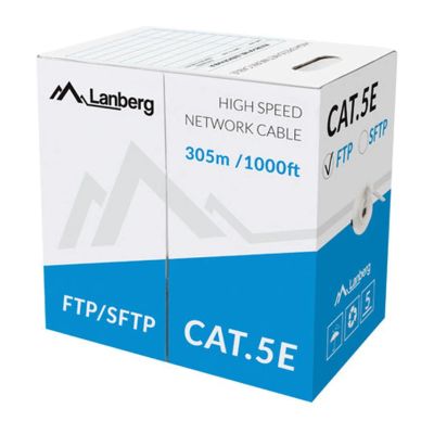 Lan kábel CAT.5E ftp 305M pevný cu sivý cpr + fluk