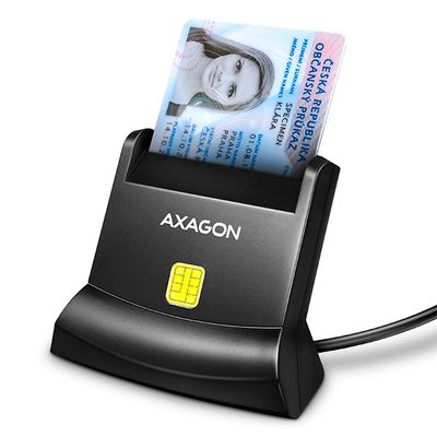 AXAGON CRE-SM4N, USB-A čtečka kontaktních karet Smart Card (eObčanka), stojánková, kabel 1.3 m