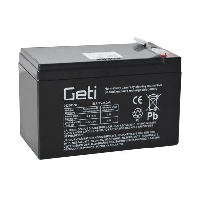 Baterie olověná 12V 9Ah GETI (konektor 6,35 mm)