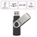 HAMA Rotate, USB Klíč, 64GB, stříbrný/černý