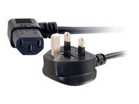 Elektrický kabel - BS 1363 (M) do power IEC 60320 C13 - 2 m - lisovaný, 90° konektor - černá
