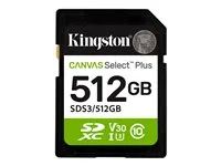 Kingston Canvas Select Plus - Pametová karta flash - 512 GB - Video Class V30 / UHS-I U3 / Class10 - SDXC UHS-I