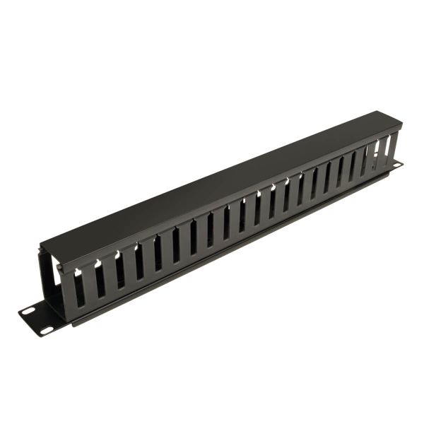 Kabelový manažer horizontální SmartRack 1U, kabelový kanál s výřezy pro kabely a krytem