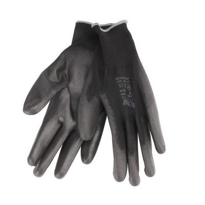 Rukavice polyesterové poloumáčené v PU, černé, 280 mm, EXTOL PREMIUM