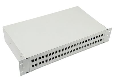 19" 2U Optická vana 48xSC simplex, LC duplex, E2000, šedá