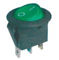 Přepínač kolébkový kulatý prům. 2pol./3pin ON-OFF 16A/12VDC zelený