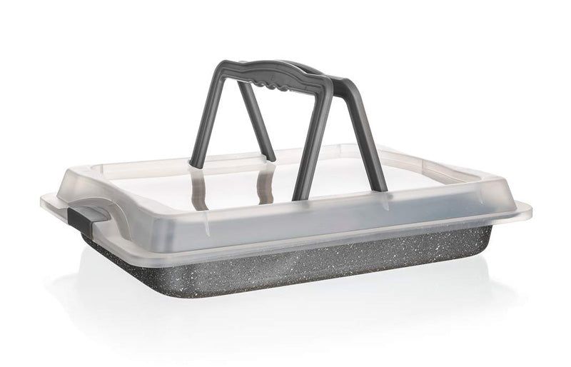 Plech na pečení BANQUET Granite 42x29cm s víkem