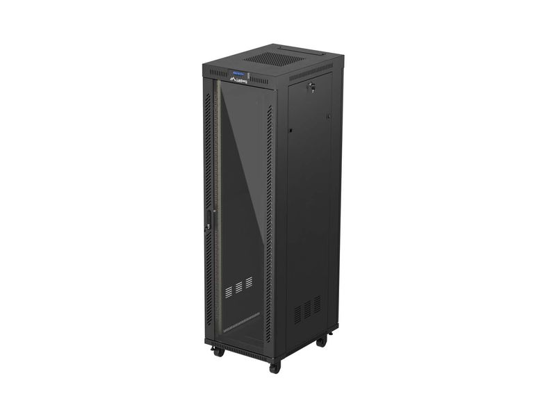 Lanberg 19" volně stojící racková skříň 42u/600x800 (flat pack) s prosklenými dveřmi lcd černá