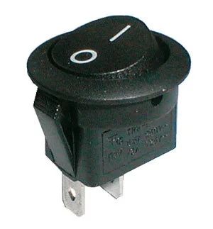 Kulatý kolébkový přepínač 2pol./2pin ON-OFF 250V/6A černý