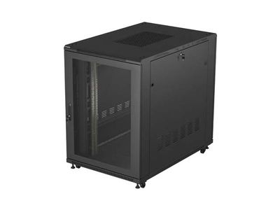 19" Volně stojící racková skříň 22U 800X1000 černé skleněné dveře lcd lanberg (flat pack) V2