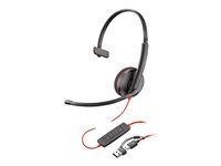 Blackwire 3200 Series - náhlavní souprava - náhlavní - kabelové - USB-C - černá - certifikováno UC