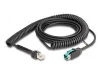 Coiled Cable RJ50 male to PoweredUSB mal