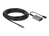 Prodlužovací šňůra USB - USB-C (M) do power DC jack, USB typ A (F) - USB 3.1 Gen 1 - 5 m - šedá, černá