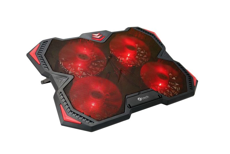 Chladící podložka C-TECH Zefyros (GCP-01R), casual gaming, 17,3", červené podsvícení, regulace otáče