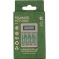 DELTACO C704A4, Nabíječka baterií, USB + 4x AAA