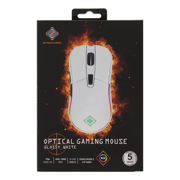 DELTACO GAM-085-W GAMING, Myš, USB, bílá