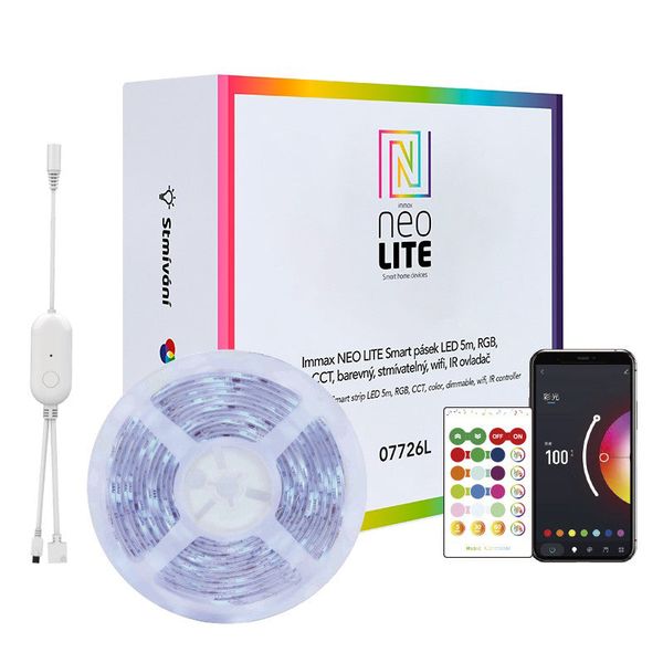 Smart LED pásek 12V IP65 24W RGB IMMAX NEO 07726L 5m WiFi Tuya
