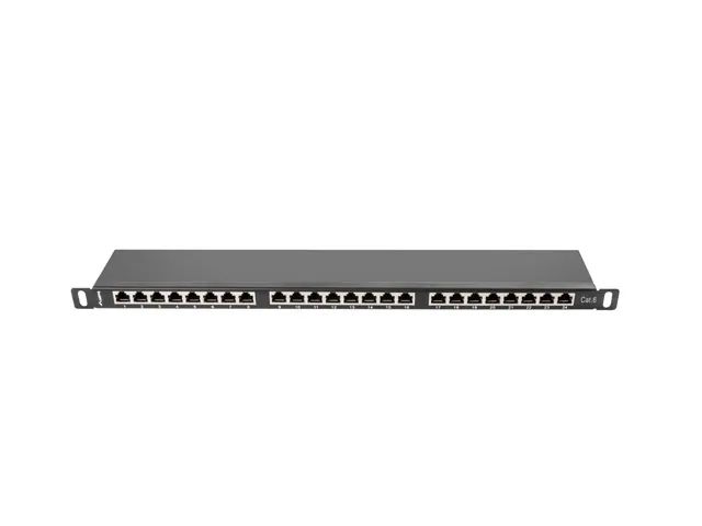 Lanberg patch panel 24 portů 0,5u 19" CAT.6 ftp stíněný černý