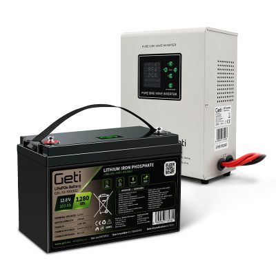Záložní zdroj GETI GEP701LF sinusový 700 W (1000 VA) + baterie LiFePO4 100 Ah
