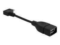 Kabel USB - USB (F) do Micro USB typ B (M) - USB 2.0 OTG - 11 cm - 90° konektor