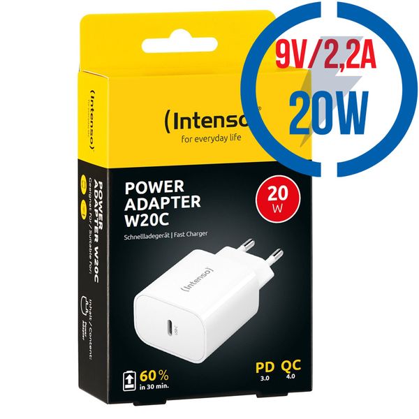 INTENSO W20C, 1x USB C, Nabíječka, 20W, bílá