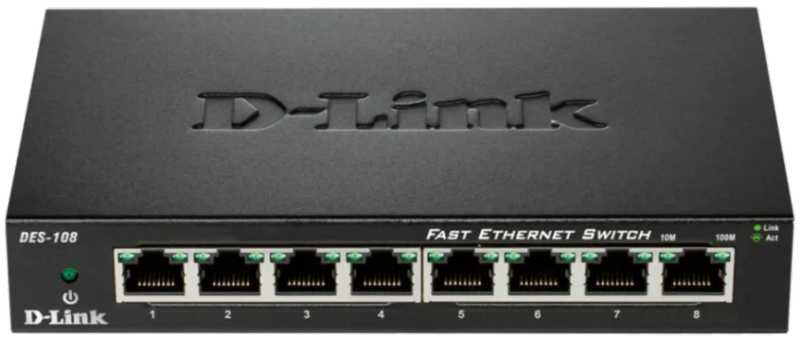 D-Link DES-108 kovový 8-port 10/100 Desktop Switch