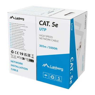 Lan kábel CAT.5E utp 305 solid cu lszh grey cpr +