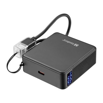 Sandberg Nano Powerbank 10000 mAh PD20W, kompaktní powerbanka s USB-C kabelem, černá
