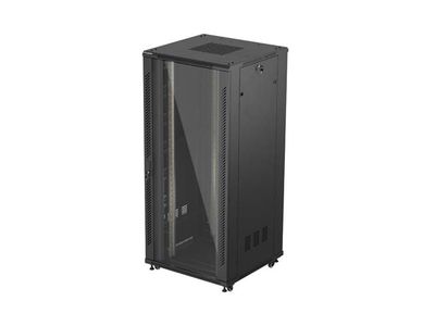 19" Volně stojící racková skříň 37U 800X800 černé skleněné dveře lanberg (ploché balení)