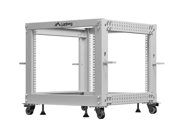 Lanberg otevřený rack 19" 9U 600x600-1100 nastavitelný šedý