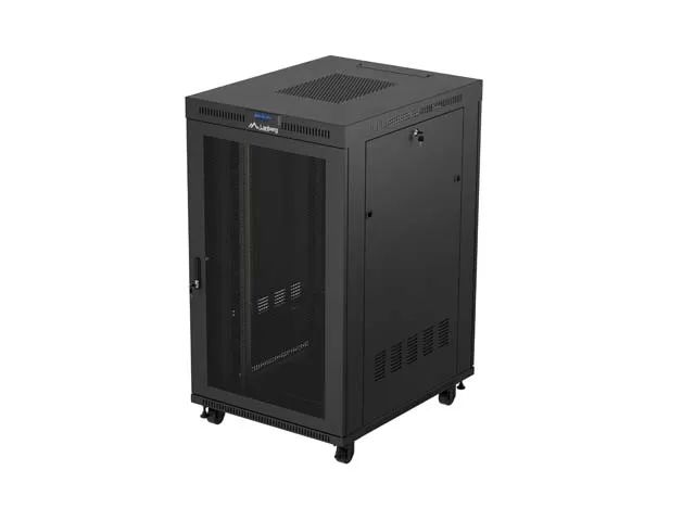 19" Volně stojící racková skříň 27U 800X1000 černý lcd s perforovanými dveřmi lanberg (flat pack) V2
