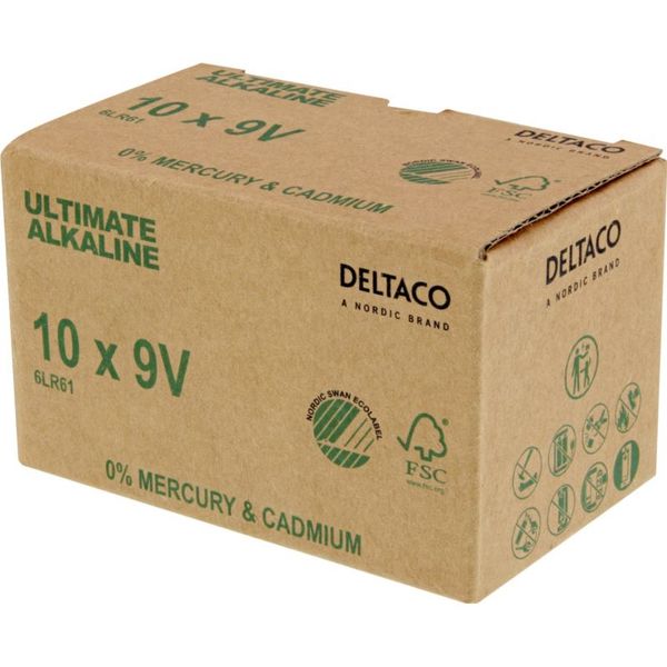 DELTACO ULTIMATE, Baterie alkalická 9V 6LR61 10ks