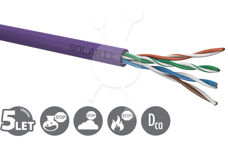 Instalační kabel Solarix CAT5E UTP LSOH Dca-s1,d2,a1 1000m/cívka SXKD-5E-UTP-LSOH