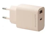 Síťový adaptér - 20 watt - 2 výstupní konektory (USB-C, USB) - béžová - Evropa