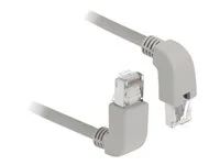 Patch kabel - RJ-45 (M) zahnutí nahoru do RJ-45 (M) zahnutí dolů - 50 cm - S/FTP - CAT 6a - bootovaný, neobsahuje halogen - šedá