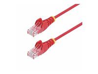 Startech 50cm Red Slim CAT6 Ethernet Cable, Snagless, 28AWG, LSZH - Patch kabel - RJ-45 (M) do RJ-45 (M) - 50 cm - 3.6 mm - UTP - CAT 5/5e/6 - IEEE 802.3bt - neobsahuje halogen, provedení bez hrbolku, stranded med - cervená