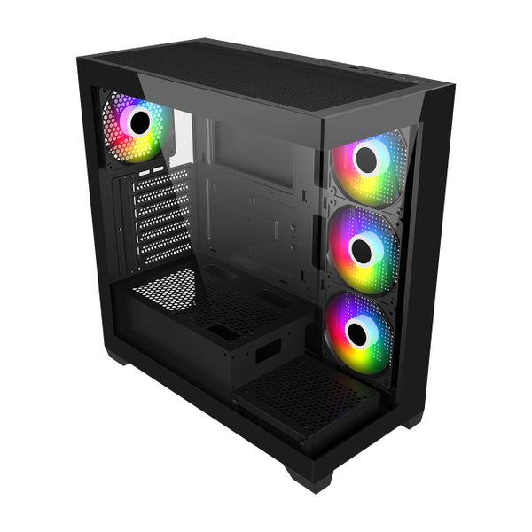 FSP M340-BA/Midi Tower/Transpar./Černá