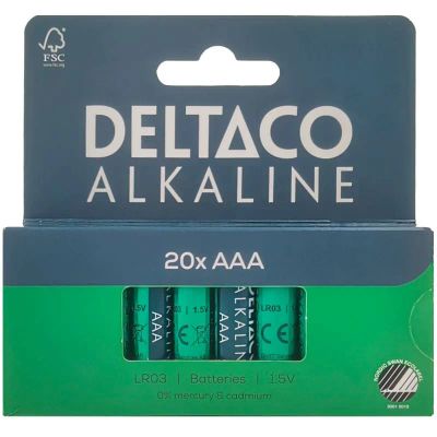 DELTACO ALKALINE, Batérie alkalické AAA, LR3 20ks