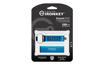 Kingston Ironkey Keypad 200C/128GB/USB 3.0/USB-C/Modrá