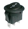 Prepínač kolískový okrúhly 3pol./3pin ON-OFF-ON 250V/6A čierny