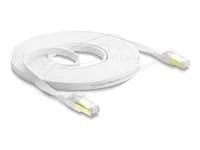 Delock - Patch kabel - RJ-45 (M) do RJ-45 (M) - 5 m - U/FTP - CAT 8.1 - plochý, rychlost prenosu dat až 40 Gbps, lisovaný, provedení bez hrbolku - bílá