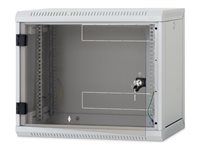 19" jednodílný nástěnný rozvaděč s odnímatelnými bočnicemi 15U/600mm celoskleněné dveře, světle šedý RAL7035