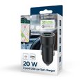 GEMBIRD Car Charger, Nabíjačka USB/USB-C, 20W