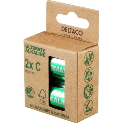 DELTACO ULTIMATE, Baterie alkalické C LR14 2ks