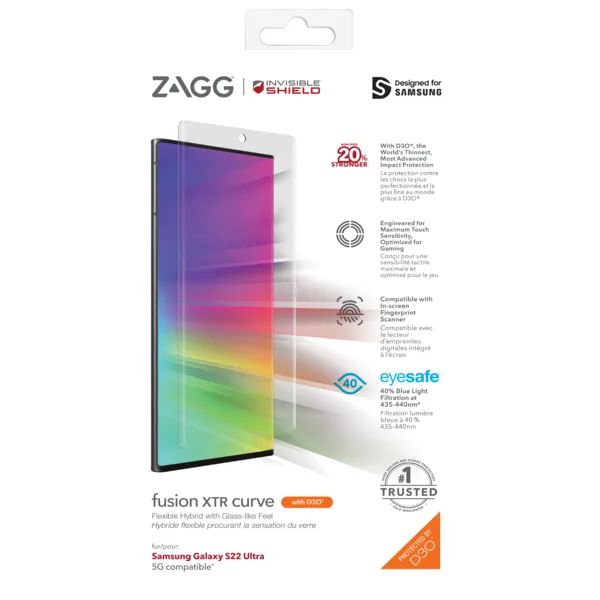 ZAGG Invisible Shield Fusion XTR D3O Curve hybridní sklo SG S22 Ultra