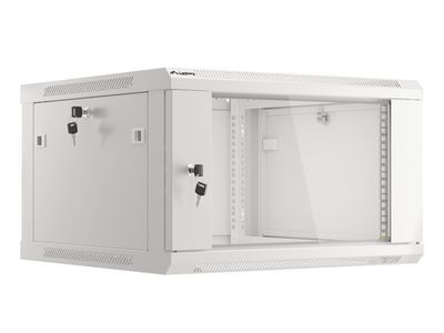 Lanberg 19" racková skříň pro montáž na stěnu 6u/600x600 (flat pack) s prosklenými dveřmi šedá V2