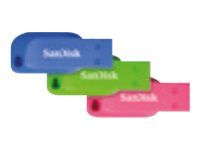Jednotka USB flash - 16 GB - USB 2.0 - modrá, zelená, růžová (balení 3)
