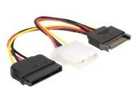 Adaptér napájení - SATA napájení (M) do 4 pinové interní napájení, SATA napájení (F) - 17 cm